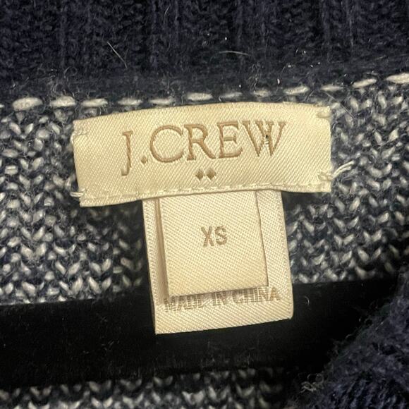 J. Crew Winter Intarsia Ski Scene Merino Wool Blend Crewneck Sweater Navy XS - Picture 5 of 7